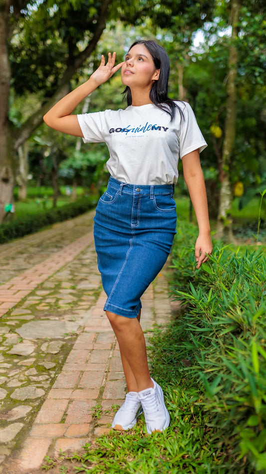 FALDA DAMA BORDADA CLARA - 011284