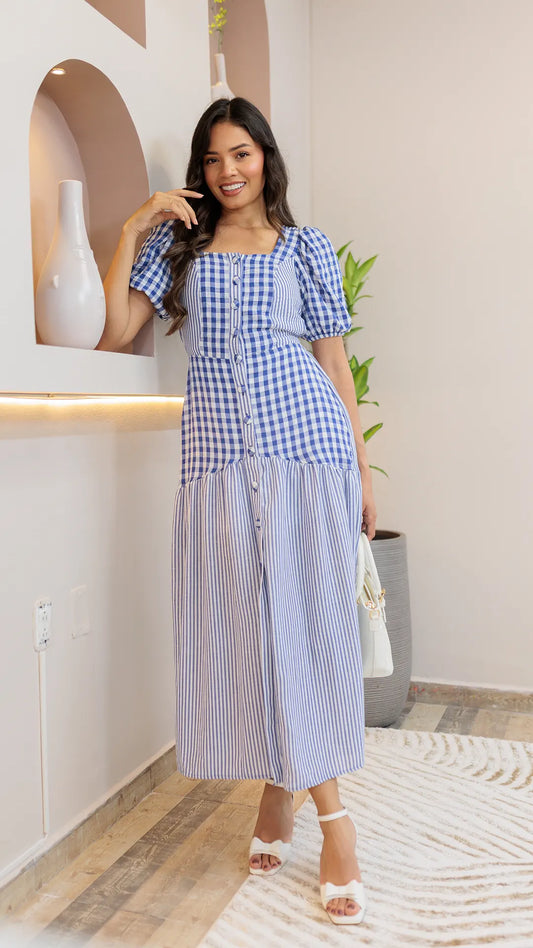 VESTIDO DAMA CUADROS- 023926