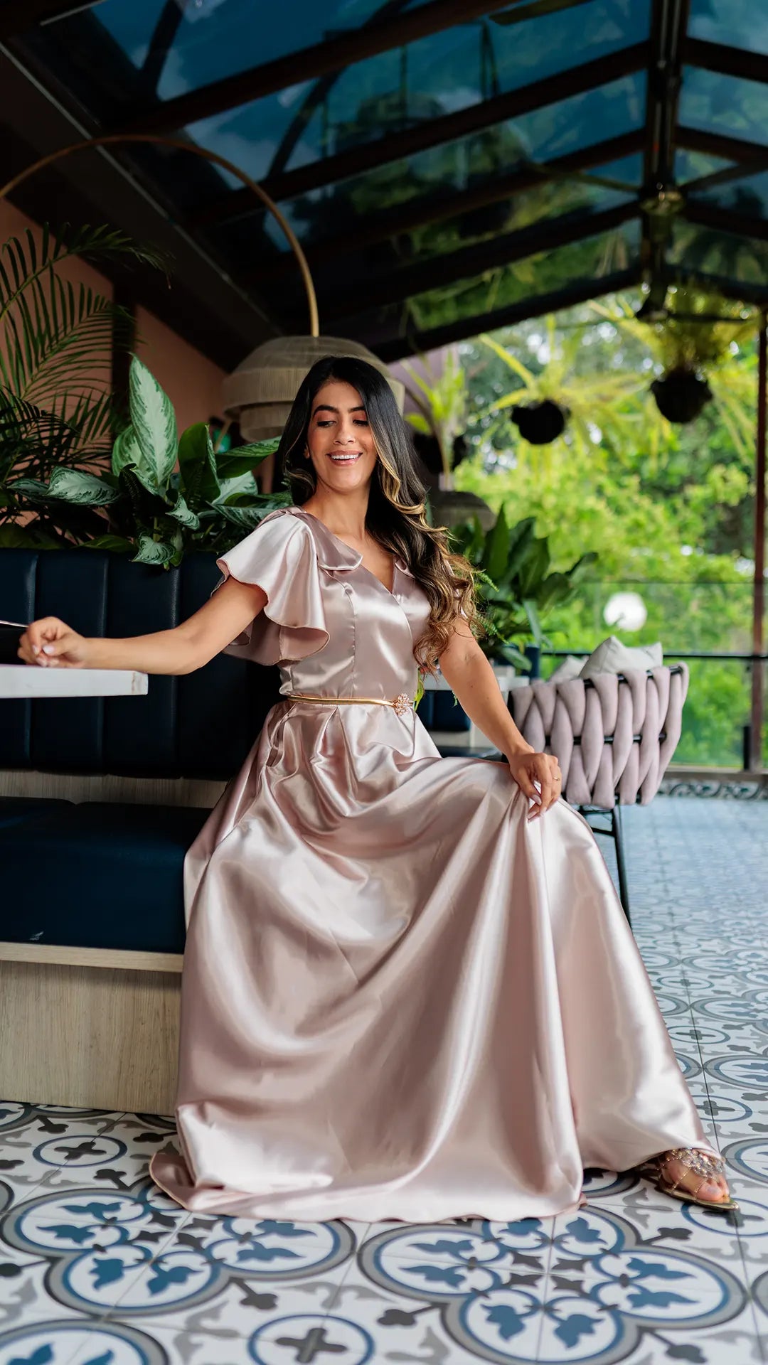 VESTIDO DAMA LARGO CORBATA- MD02105