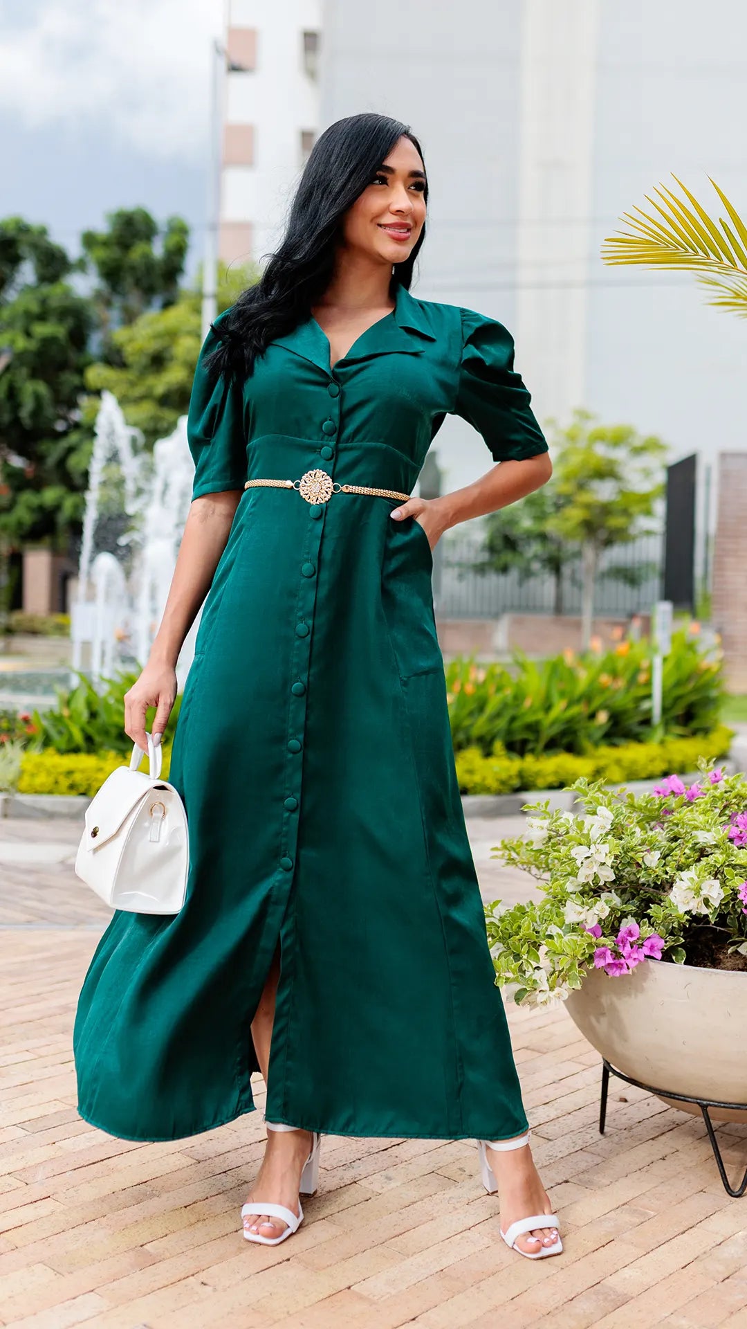 VESTIDO DAMA SATINADO LARGO - 023767