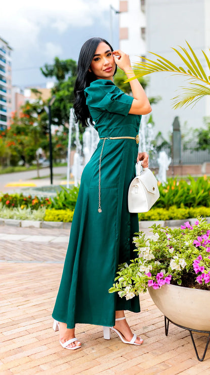 VESTIDO DAMA SATINADO LARGO - 023767