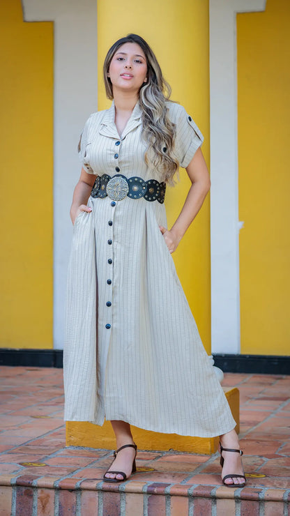 VESTIDO DAMA RAYA TIZA - 023834