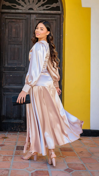 VESTIDO DAMA SATINADO - 023859