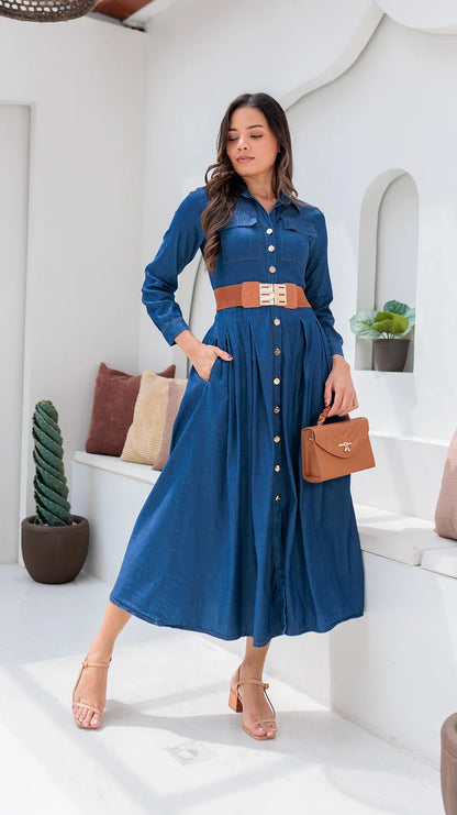 VESTIDO DAMA CHAMBRAY- 023874