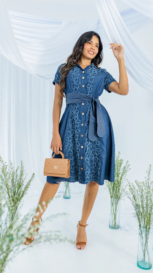 VESTIDO DAMA REBORDADO- 023958