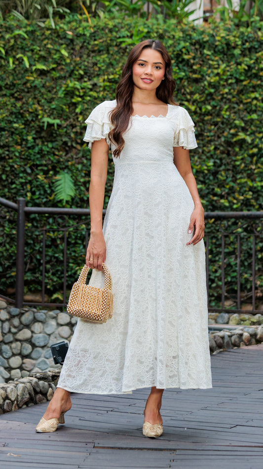 VESTIDO LARGO BLONDA MAXI  | MADAN F | 024008