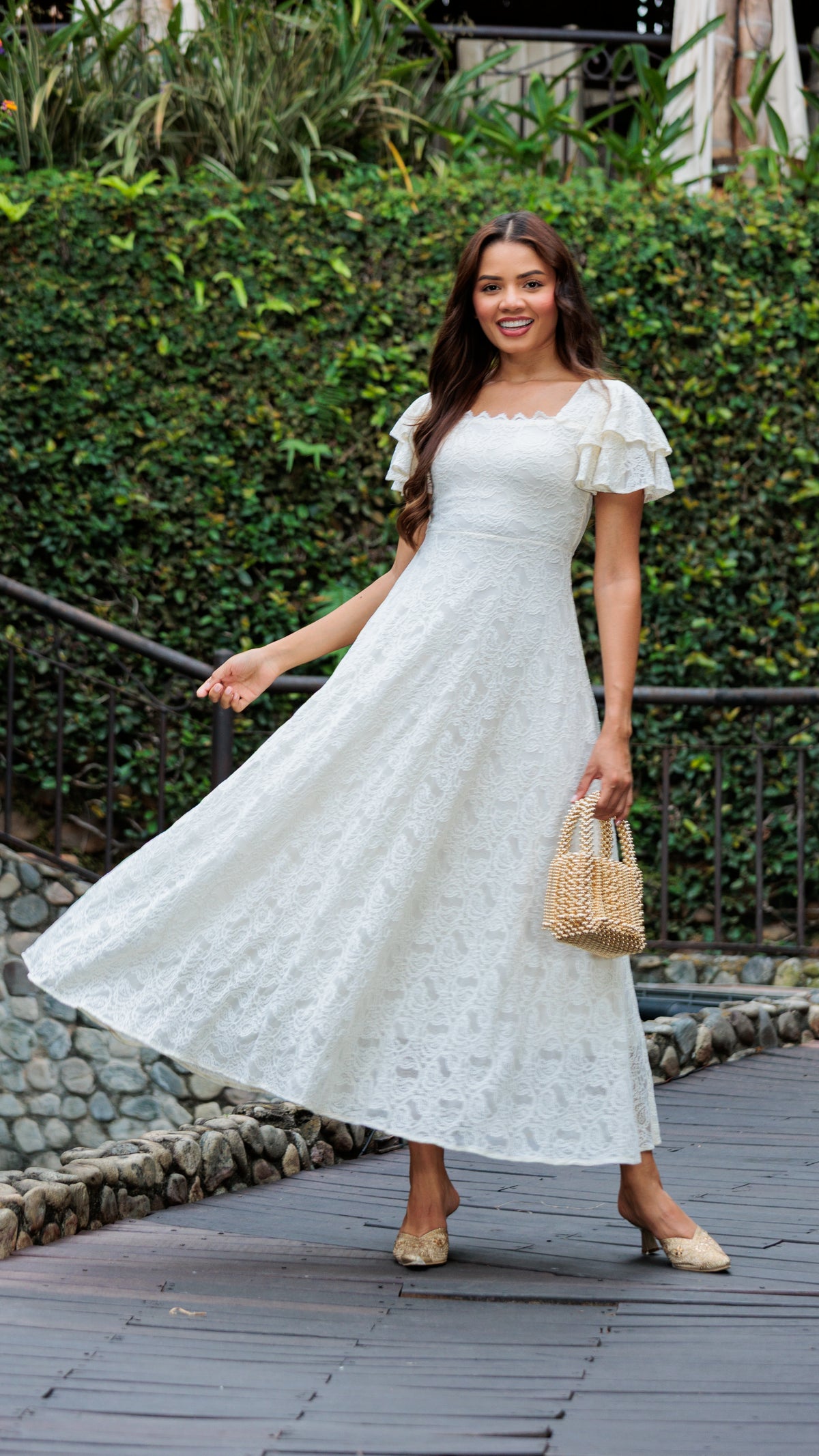 VESTIDO LARGO BLONDA MAXI  | MADAN F | 024008