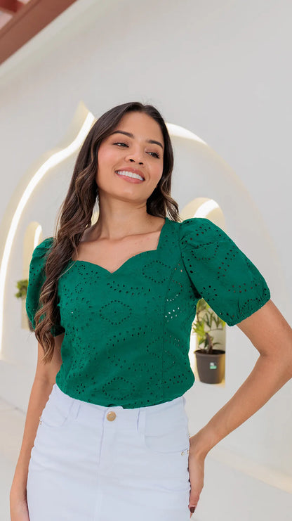 BLUSA DAMA OJALILLO BORDADO- 053911