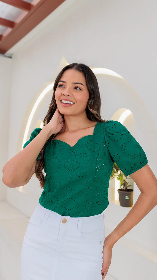 BLUSA DAMA OJALILLO BORDADO- 053911