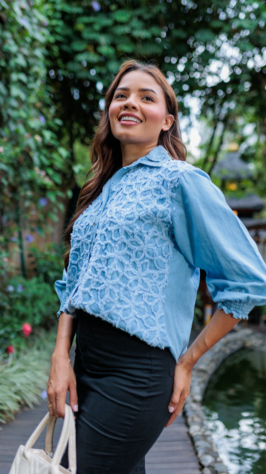 BLUSA DAMA CHAMBRAY BORDADO  | MADAN F | 053948