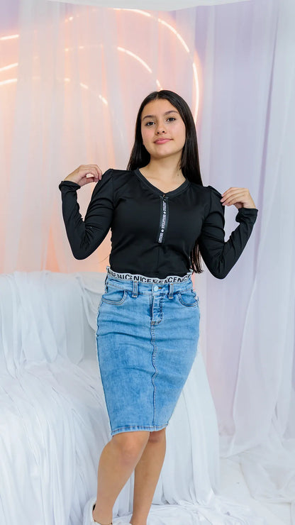 FALDA NIÑA JEAN- BN244