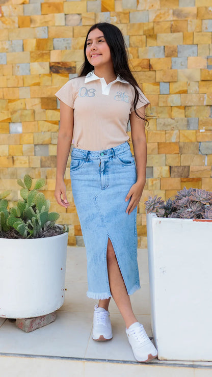 BLUSA NIÑA TIPO POLO RIB - BN317