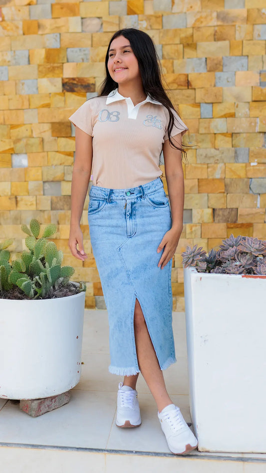 BLUSA NIÑA TIPO POLO RIB - BN317