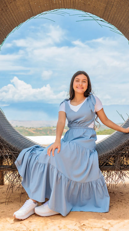 VESTIDO NIÑA CHAMBRAY TIRA HOJA - BN5489