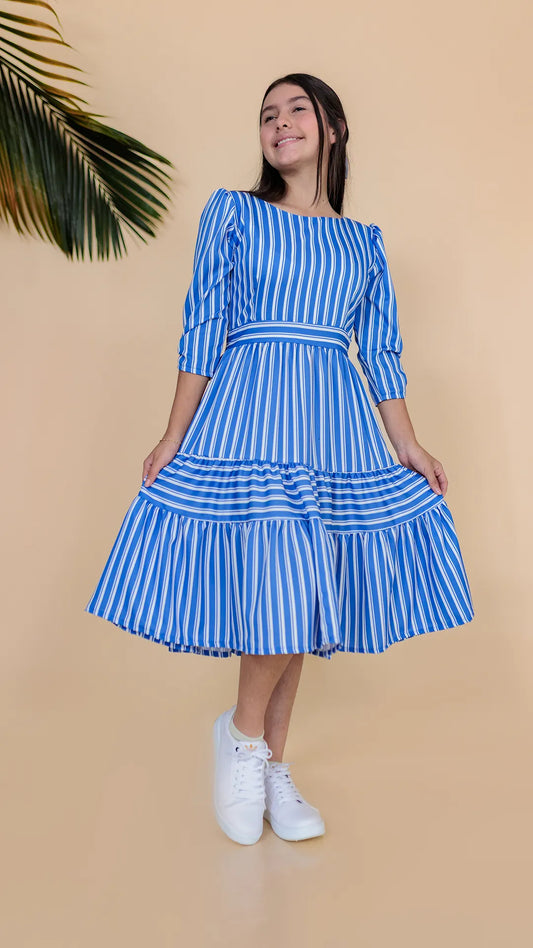 VESTIDO NIÑA RAYAS -5492