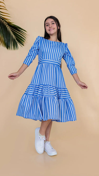 VESTIDO NIÑA RAYAS -5492