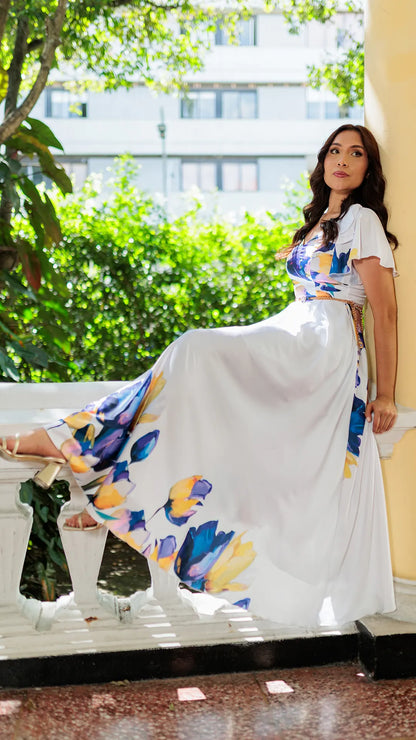 VESTIDO DAMA LARGO CORBATAS- MD02102