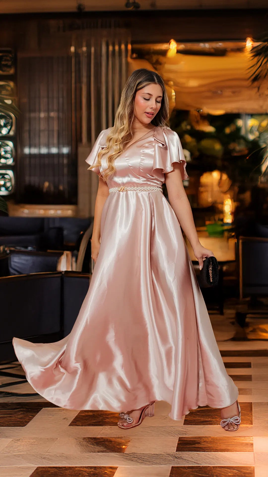 VESTIDO DAMA LARGO CORBATA- MD02105