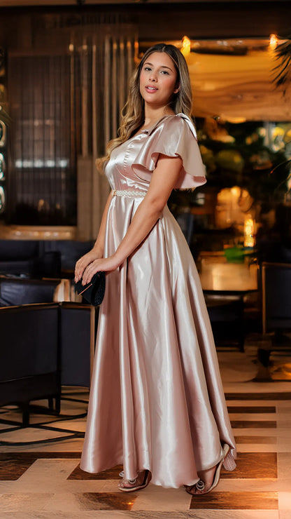 VESTIDO DAMA LARGO CORBATA- MD02105