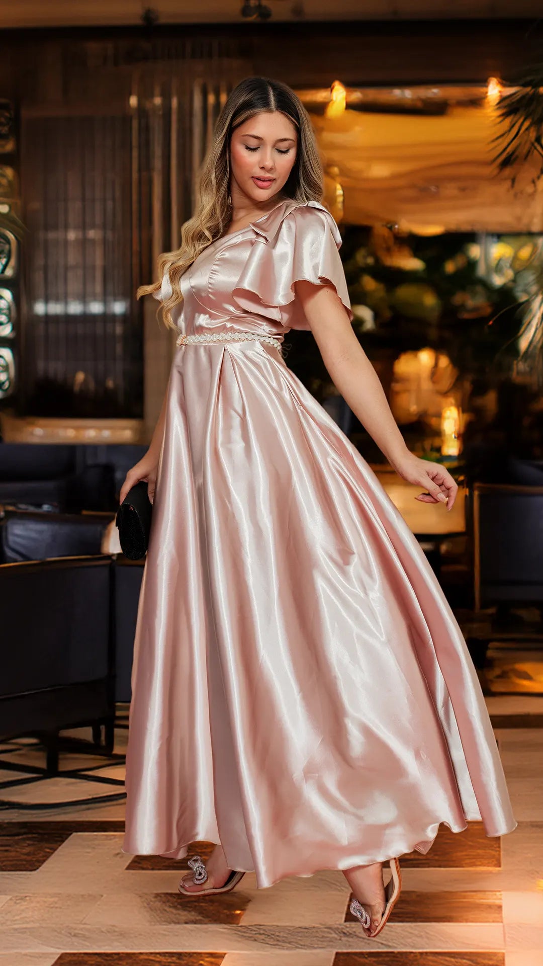 VESTIDO DAMA LARGO CORBATA- MD02105